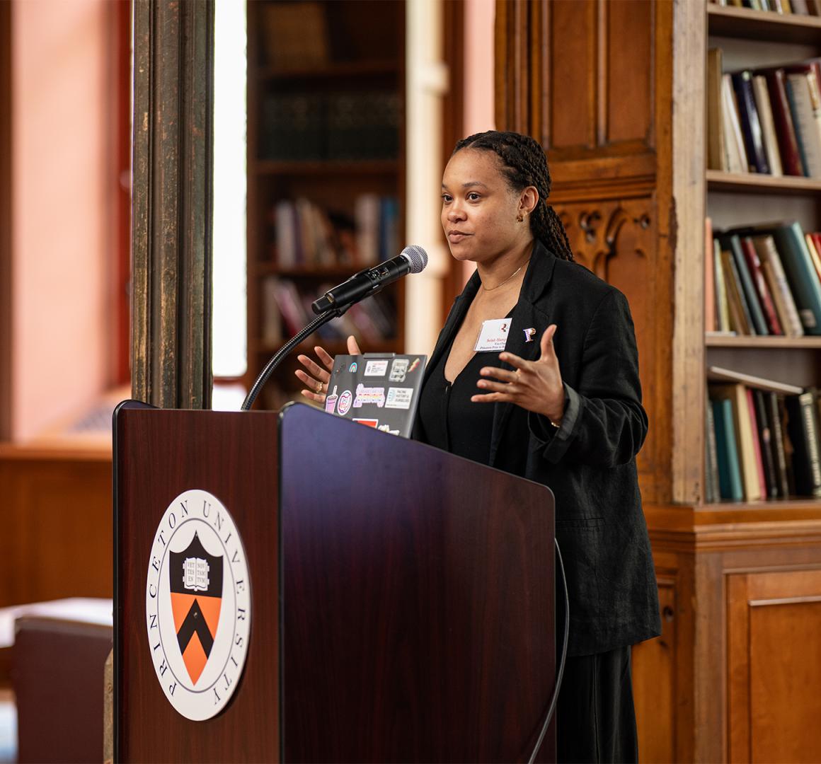 Alumna Selah Hampton speaking at the 2024 Symposium on Race